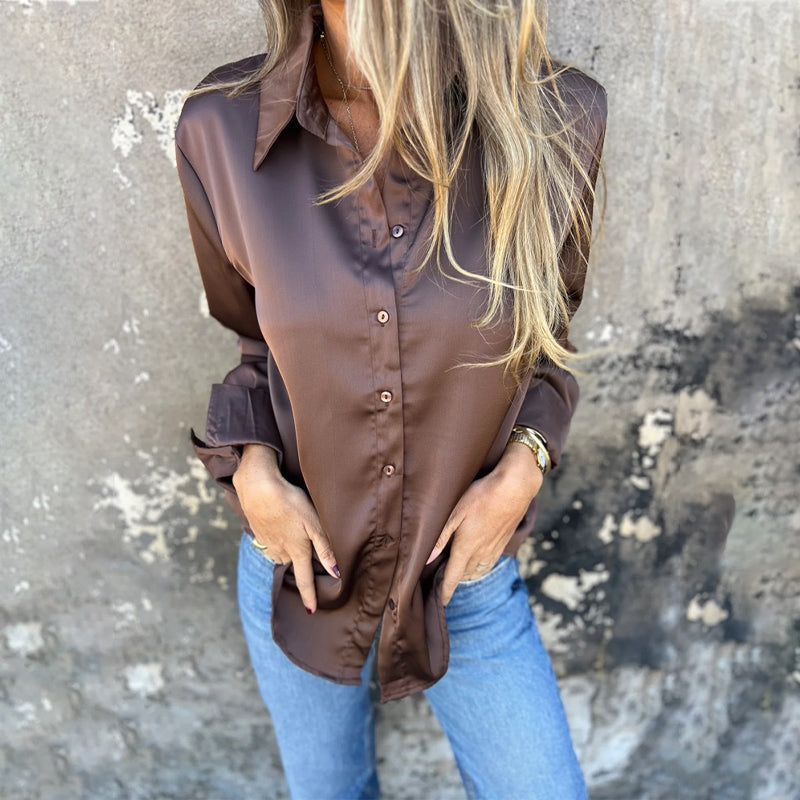 🎊 Letní novinka🎊 Elegantní saténové tričko s dlouhým rukávem