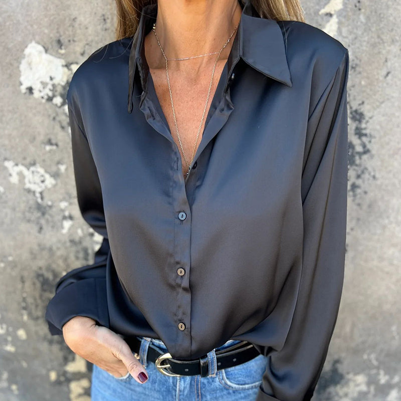 🎊 Letní novinka🎊 Elegantní saténové tričko s dlouhým rukávem