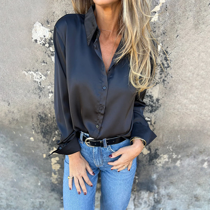 🎊 Letní novinka🎊 Elegantní saténové tričko s dlouhým rukávem