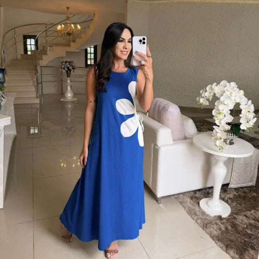 👗 Dámské šaty bez rukávů s květinovým potiskem 🌸