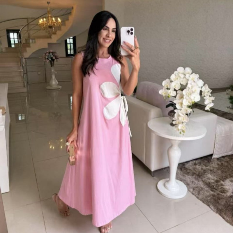 👗 Dámské šaty bez rukávů s květinovým potiskem 🌸