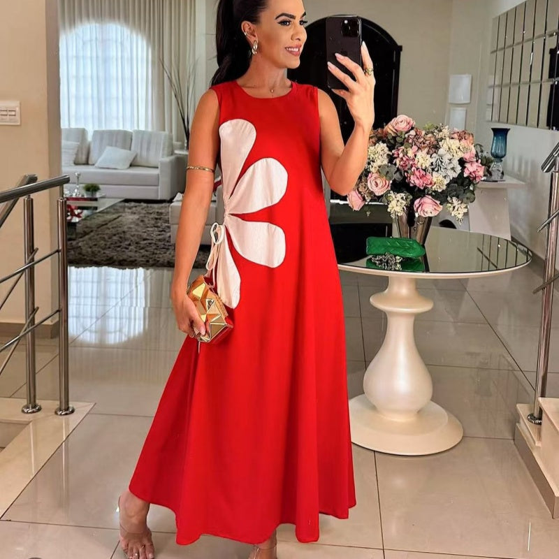 👗 Dámské šaty bez rukávů s květinovým potiskem 🌸