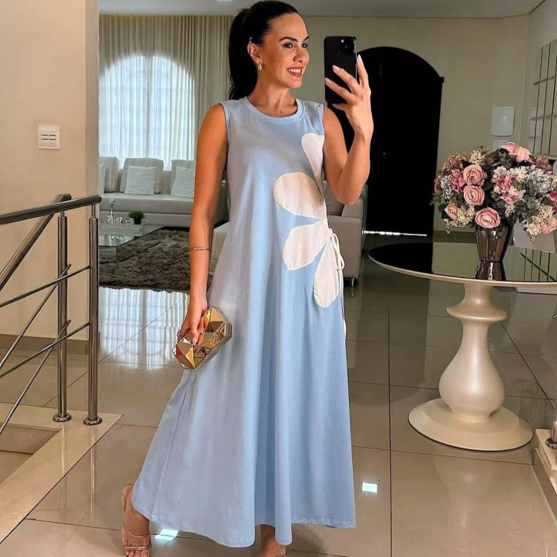 👗 Dámské šaty bez rukávů s květinovým potiskem 🌸