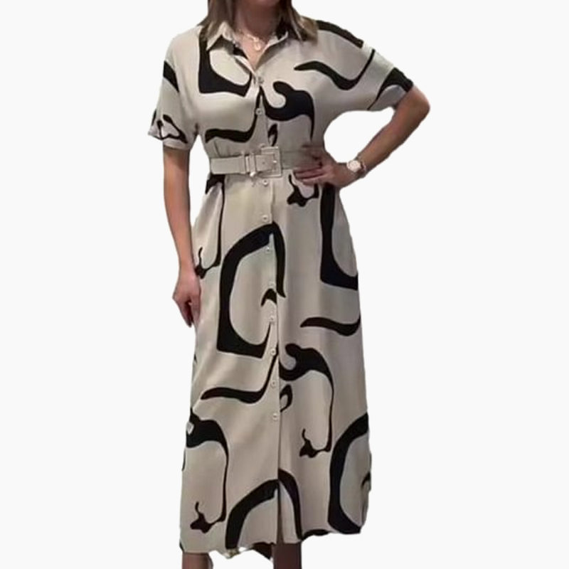 Dámské tištěné šaty s krátkým rukávem a dlouhým rukávem