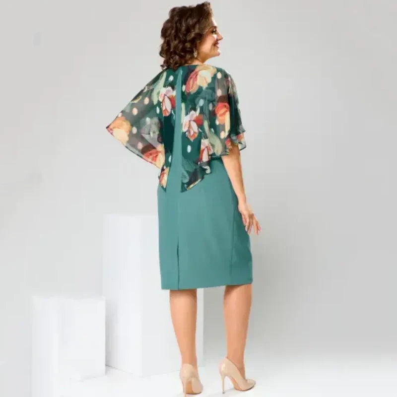 🌸 Elegantní květinové šaty s kulatým výstřihem pro ženy