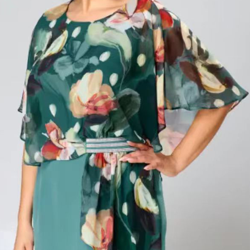 🌸 Elegantní květinové šaty s kulatým výstřihem pro ženy