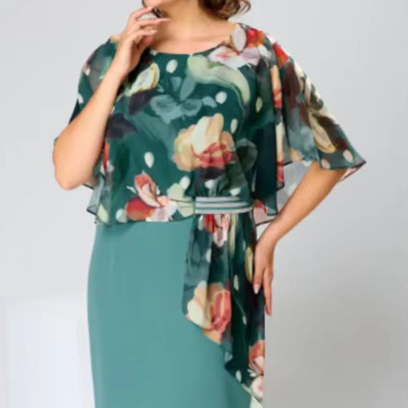 🌸 Elegantní květinové šaty s kulatým výstřihem pro ženy