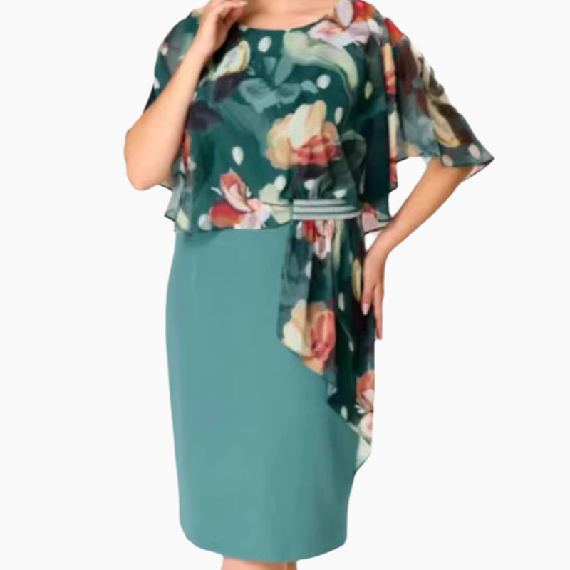 🌸 Elegantní květinové šaty s kulatým výstřihem pro ženy