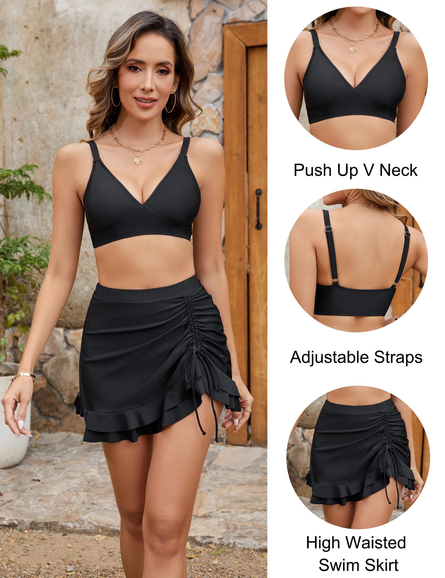 🔥👙Bikiny s vysokým pasem pro ženy, regulací bříška a kostkovaným vzorem💖