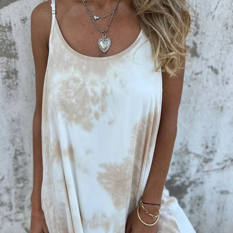 Dámské Tie Dye Gradient barva tištěné špagety popruh šaty