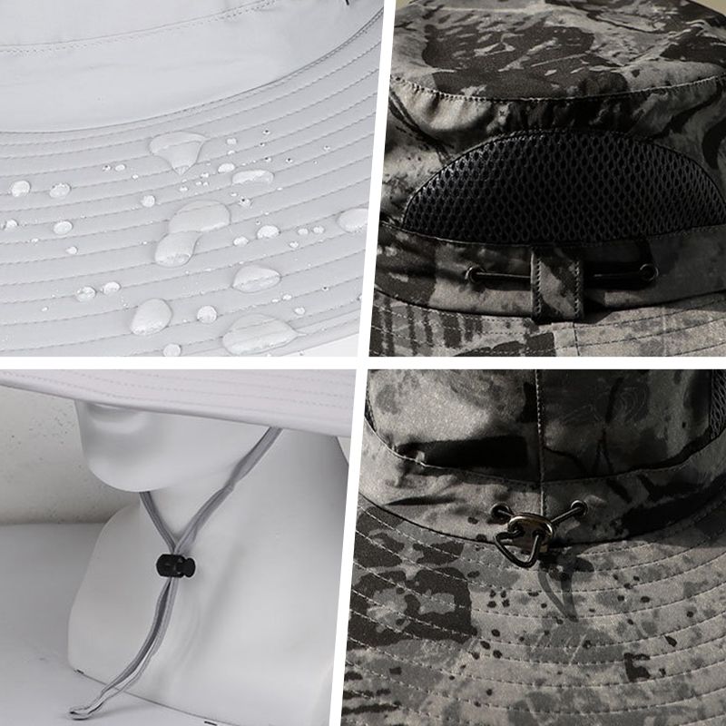 Pánský rybářský klobouk se 2 odnímatelnými solárními ventilátory