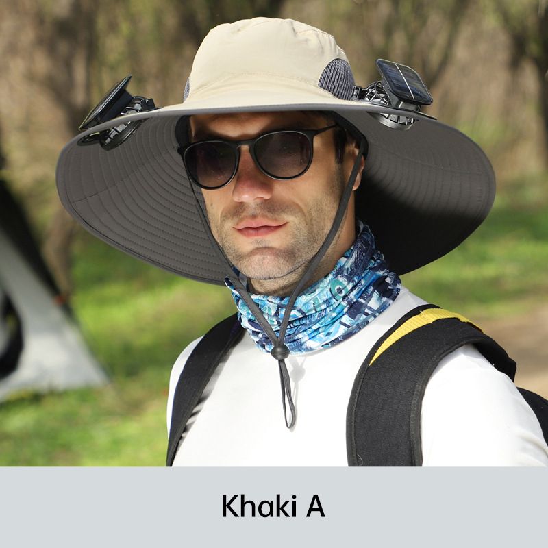 Pánský rybářský klobouk se 2 odnímatelnými solárními ventilátory
