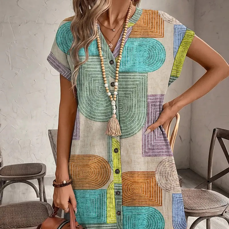 🌺【S-2XL】Barevné potisky v šatech