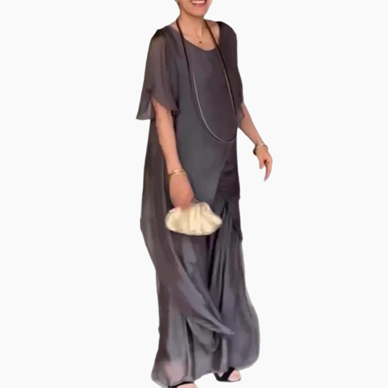 🛍️✨ Dámský set sestávající z nepravidelné halenky a lehkých kalhot