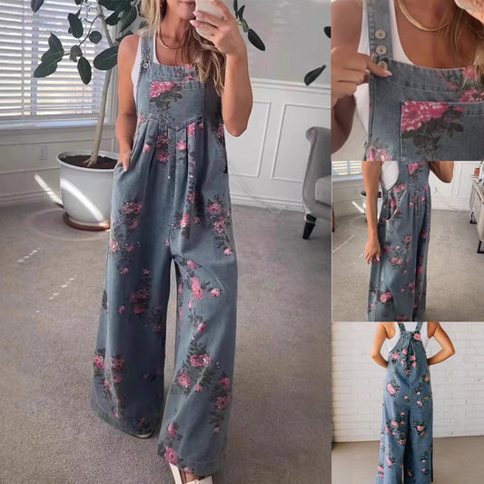 💗Summer Special✨Dámský ležérní džínový overal s potiskem