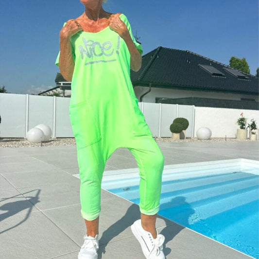 💖 【S~5XL】 S kapsami Dámské tištěné dopis Plus velikost příležitostné kombinéza