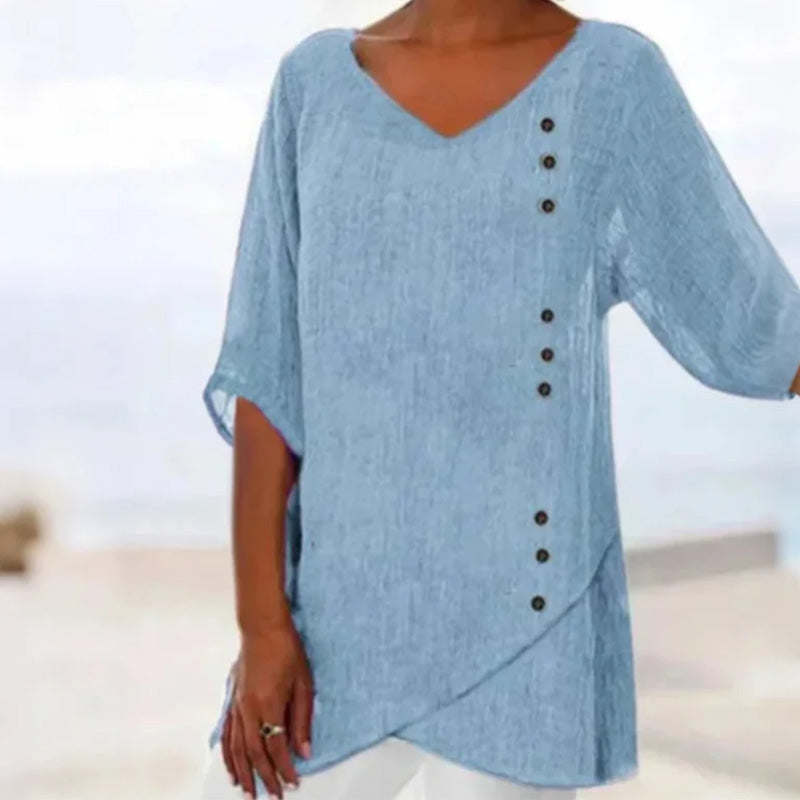 ✨Nový dámský romantický elegantní volný top s výstřihem do V