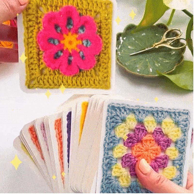 🧶✨Háčkovací karetní hra Granny Square – 50 vzorů k kombinování a skládání