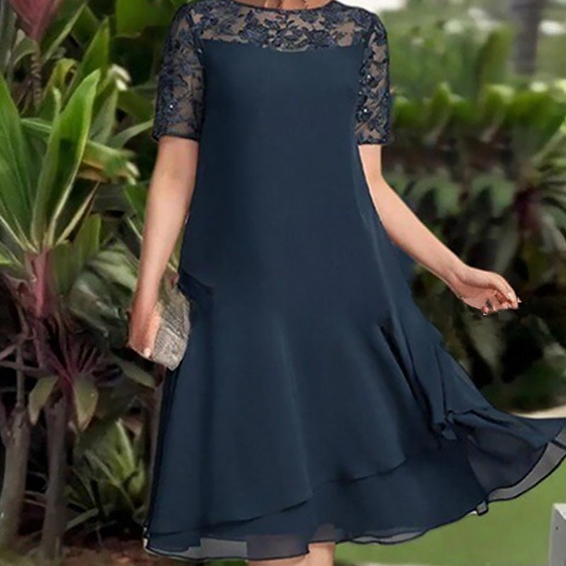 💖 [S-3XL] 👗✨️ Dámské vrstvené síťované midi šaty áčkového střihu