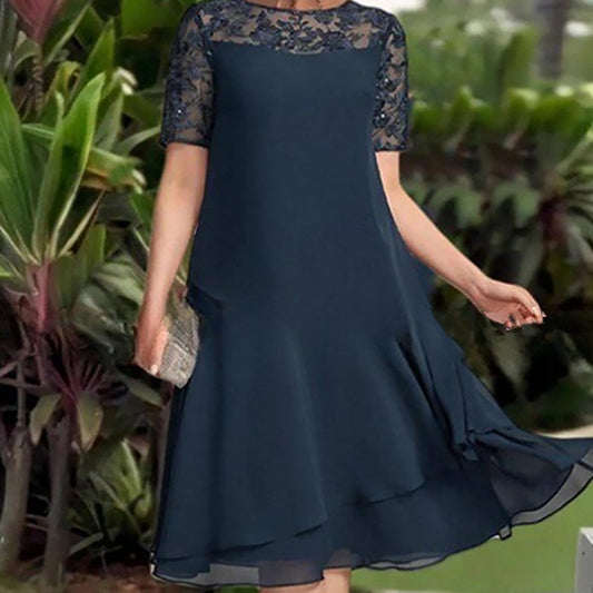💖 [S-3XL] 👗✨️ Dámské vrstvené síťované midi šaty áčkového střihu
