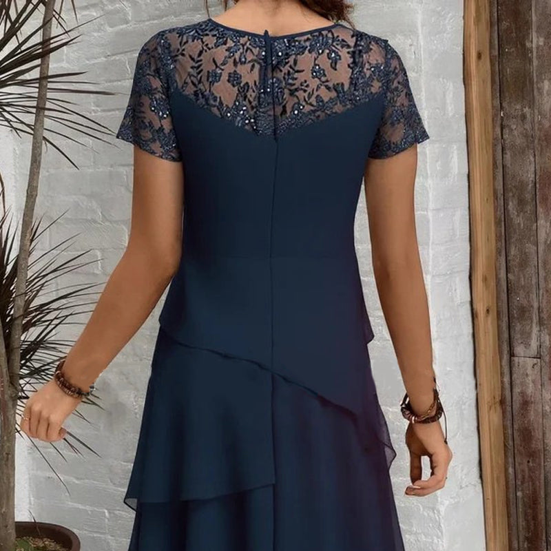 💖 [S-3XL] 👗✨️ Dámské vrstvené síťované midi šaty áčkového střihu