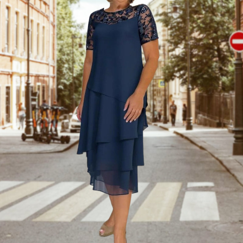 💖 [S-3XL] 👗✨️ Dámské vrstvené síťované midi šaty áčkového střihu