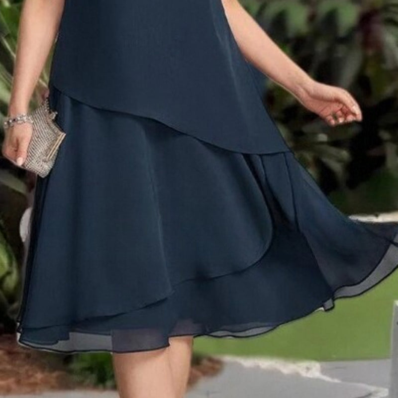💖 [S-3XL] 👗✨️ Dámské vrstvené síťované midi šaty áčkového střihu