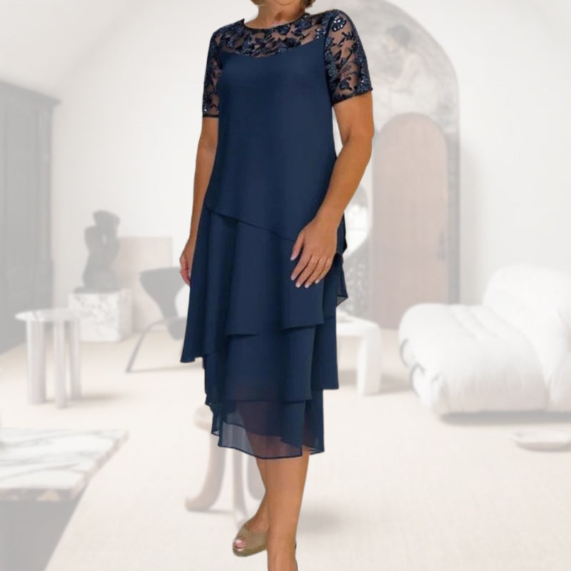 💖 [S-3XL] 👗✨️ Dámské vrstvené síťované midi šaty áčkového střihu