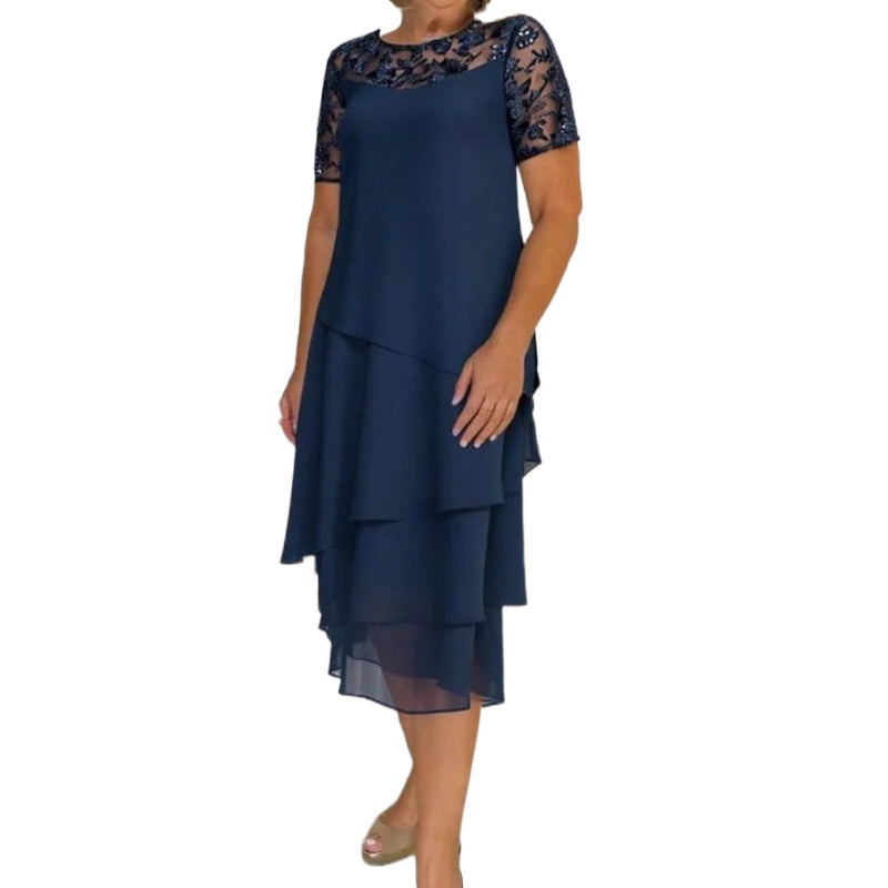 💖 [S-3XL] 👗✨️ Dámské vrstvené síťované midi šaty áčkového střihu
