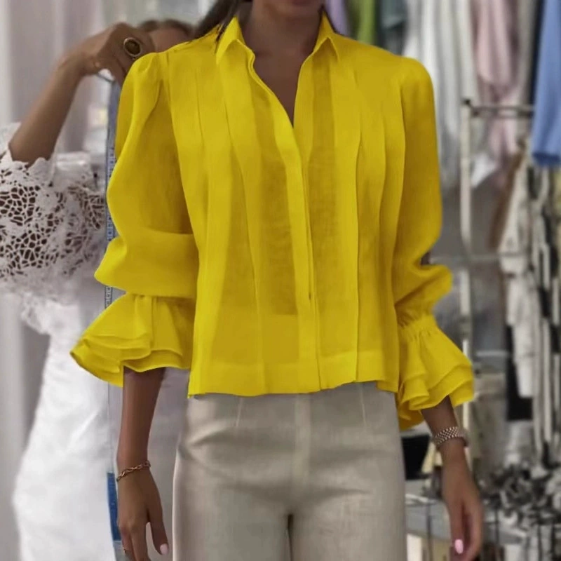 【S-3XL】✨🌼Elegantní košile s volánky a plisovaným vzorem