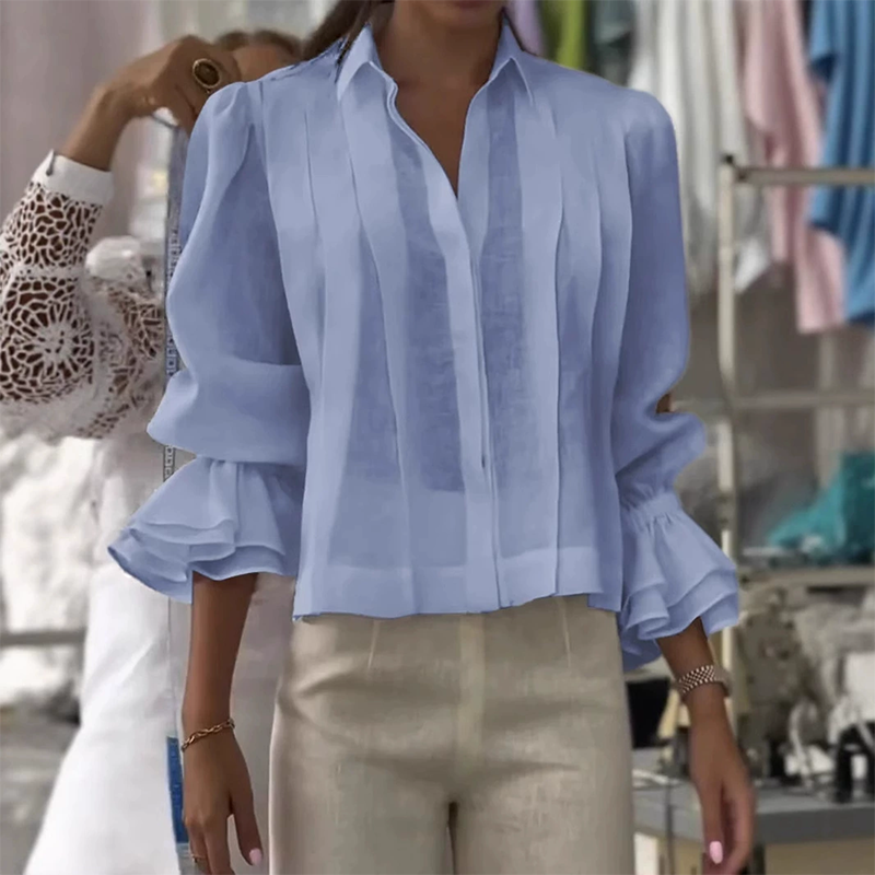 【S-3XL】✨🌼Elegantní košile s volánky a plisovaným vzorem