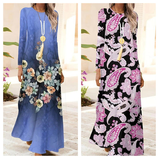 Dámské šaty s dlouhým rukávem s 3D potiskem