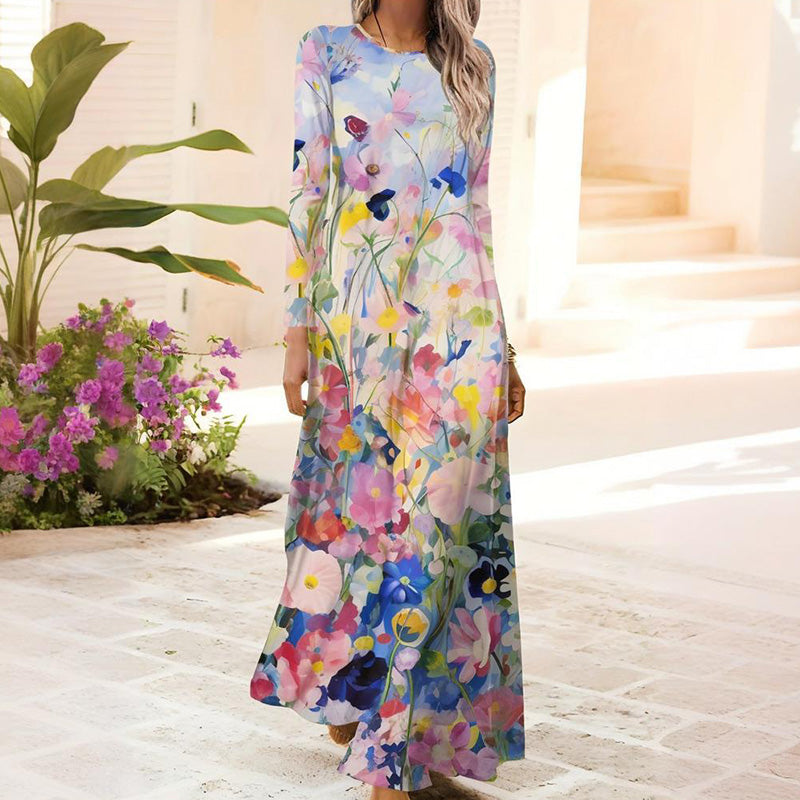 Dámské šaty s dlouhým rukávem s 3D potiskem