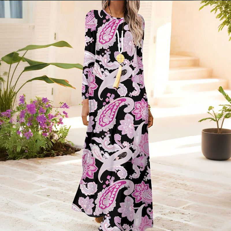 Dámské šaty s dlouhým rukávem s 3D potiskem