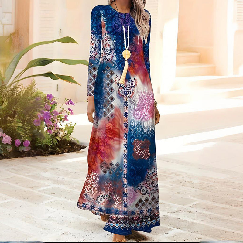 Dámské šaty s dlouhým rukávem s 3D potiskem