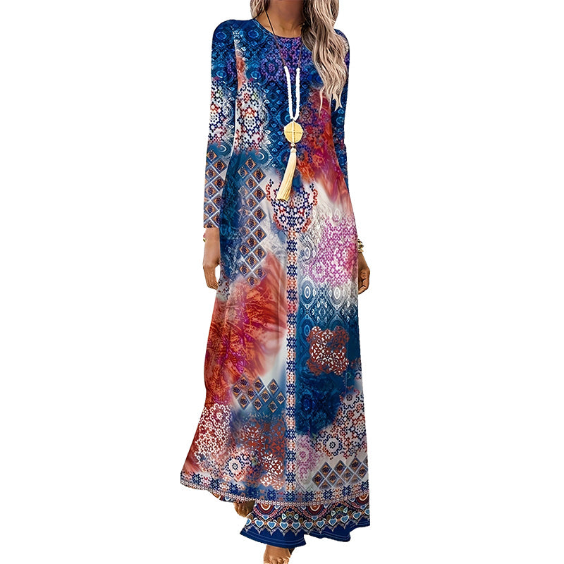 Dámské šaty s dlouhým rukávem s 3D potiskem