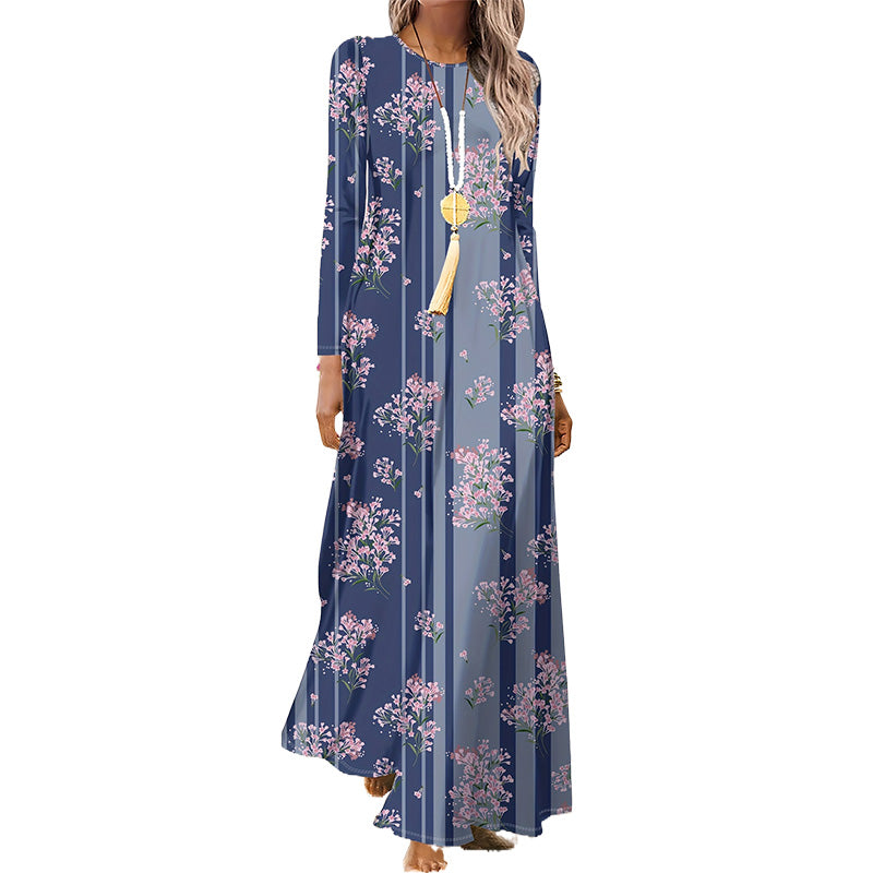 Dámské šaty s dlouhým rukávem s 3D potiskem