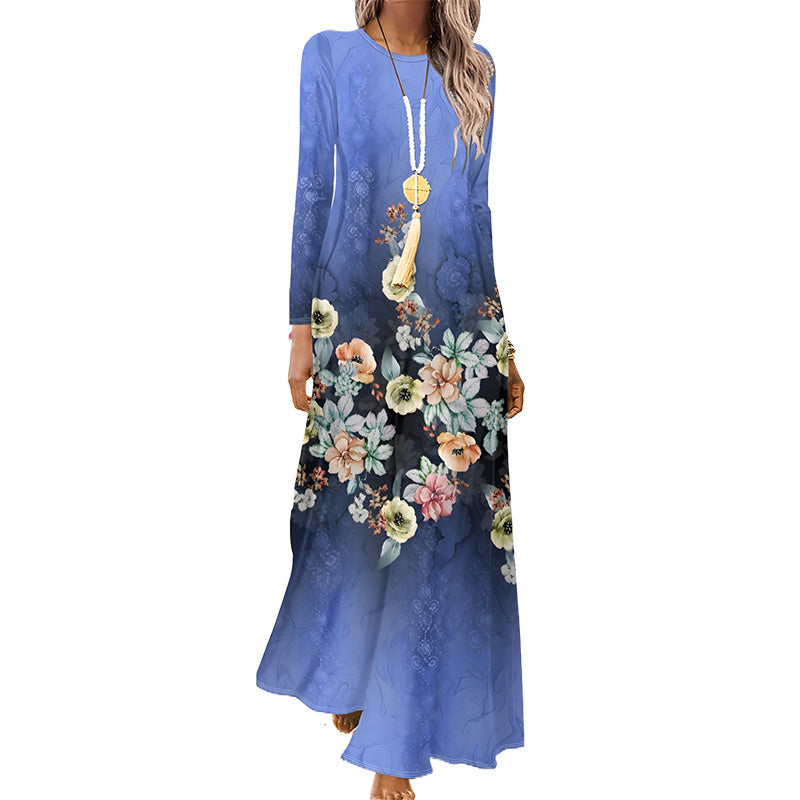 Dámské šaty s dlouhým rukávem s 3D potiskem