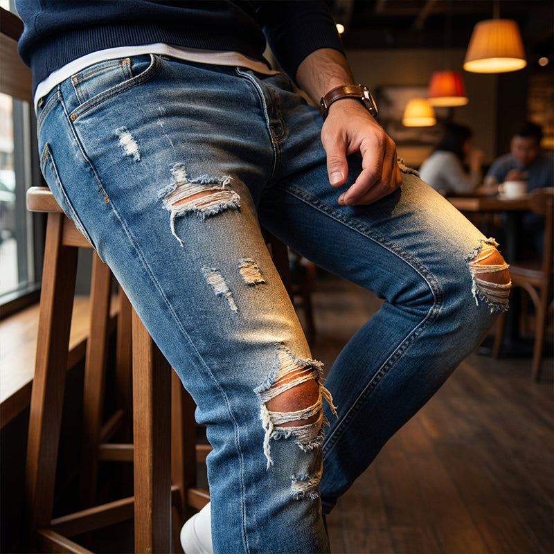 🔥🎁Nová 50% SLEVA🔥Stylové pánské skinny džíny s efektem opotřebení