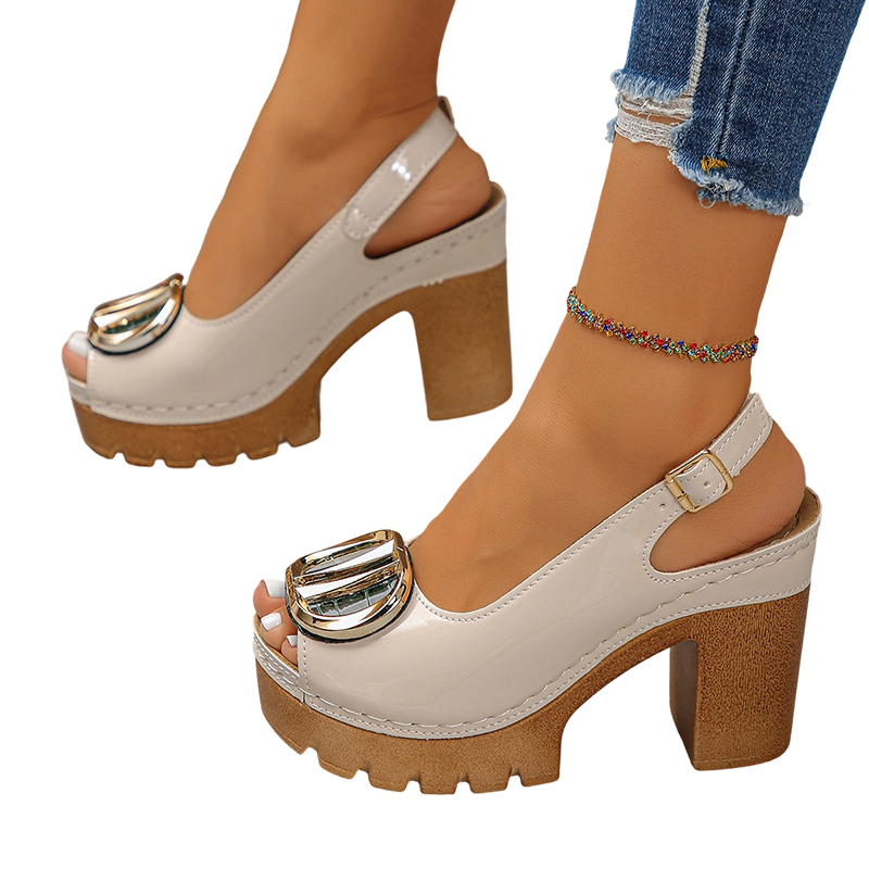 👡✨Elegantní sandály s otevřenou špičkou a přezkou na podpatku – stylové, pohodlné a ideální pro každou příležitost 🌸