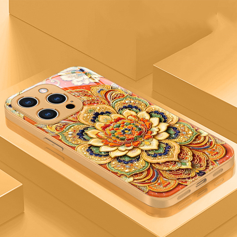 Ozdobte svůj telefon uměním Dunhuang – luxusní pouzdro na telefon s motivem lotosu a třpytivým povrchem. Na dobírku! 🌸