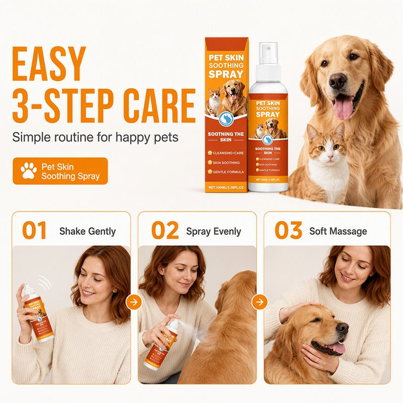 🐾 Pet Skin nyugtató spray – Kíméletes viszketéscsillapítás és hidratáló ápolás kutyáknak és macskáknak