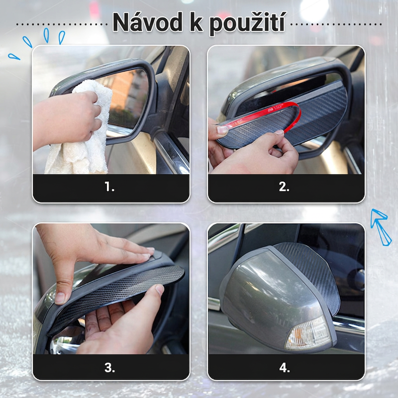 🚗🌧️ Ochrana proti dešti na zpětné zrcátko – odolná proti povětrnostním vlivům, snadno se montuje ✨