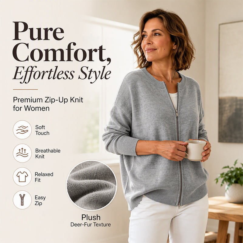 ☁️Dámská ležérní pletená bunda na zip