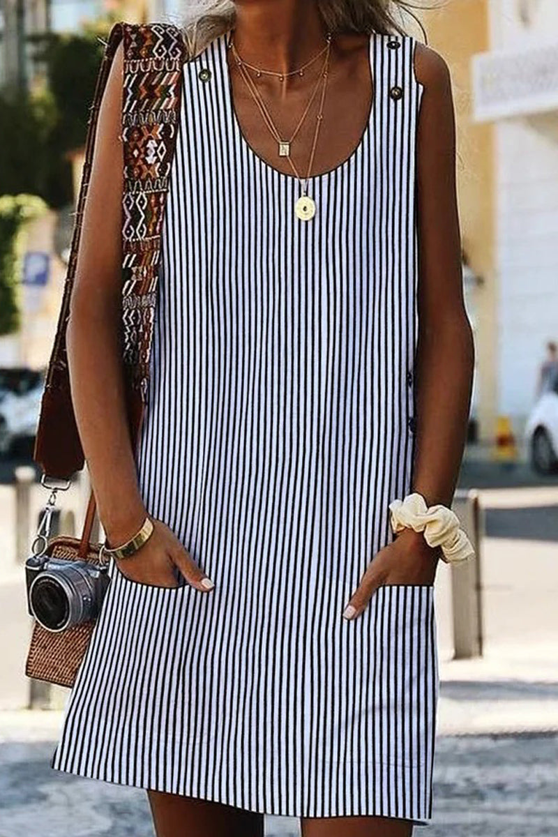 Dámské minišaty s proužkovaným páskem na pásku