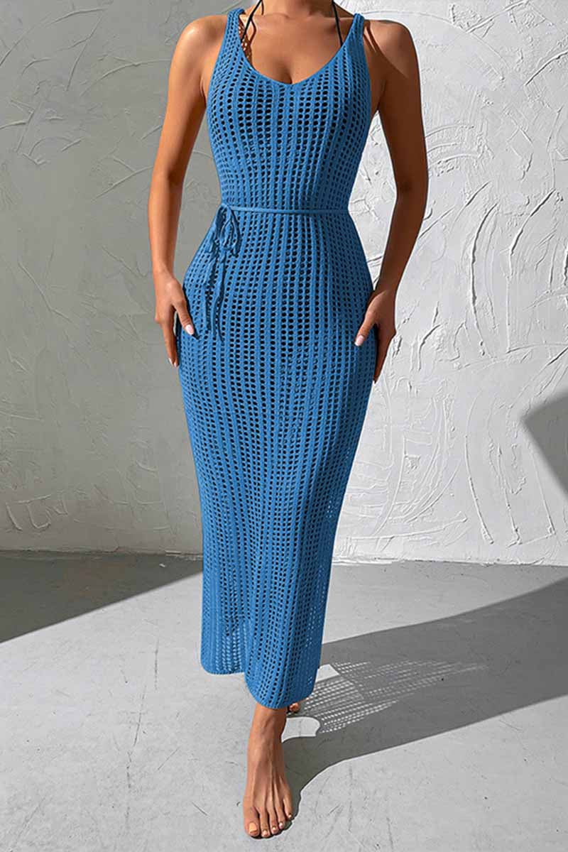 Dámské prázdninové plážové vystřihovánky pletené přikrývky bez zad