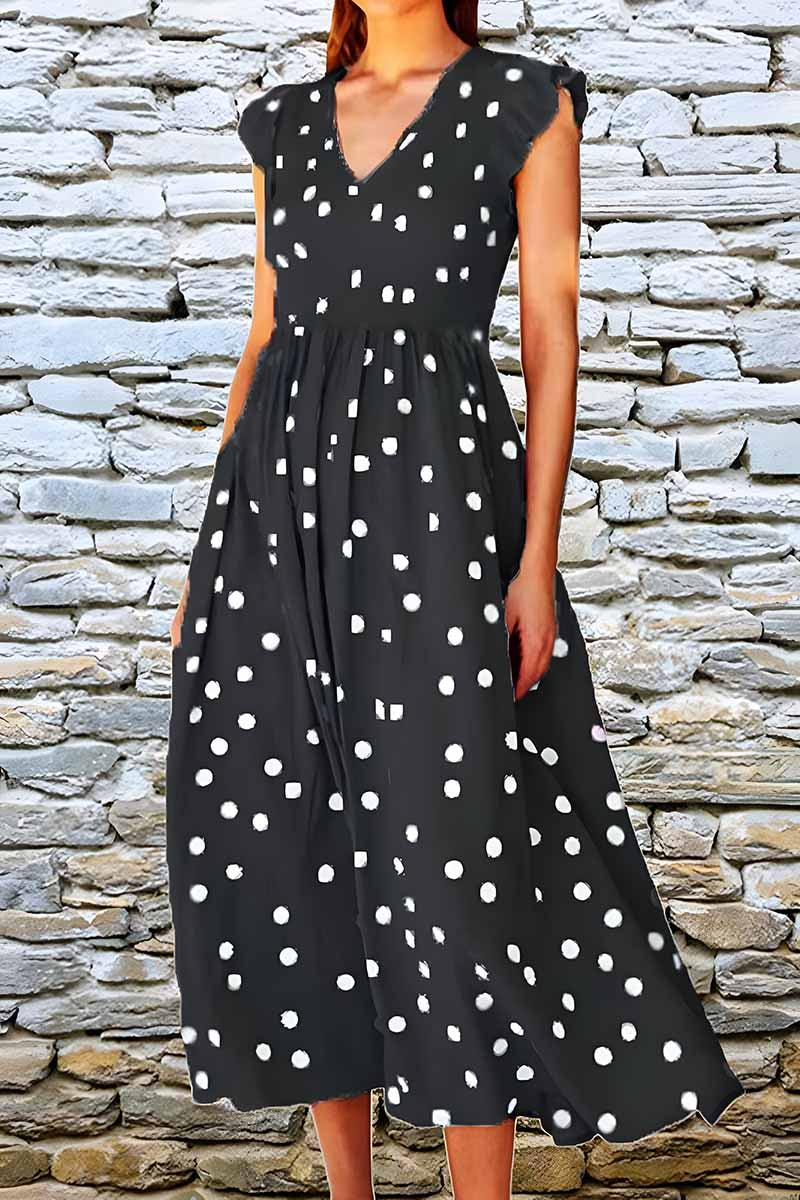 Dámské módní minišaty s výstřihem do V a tenkým volánkovým rukávem s výstřihem do V