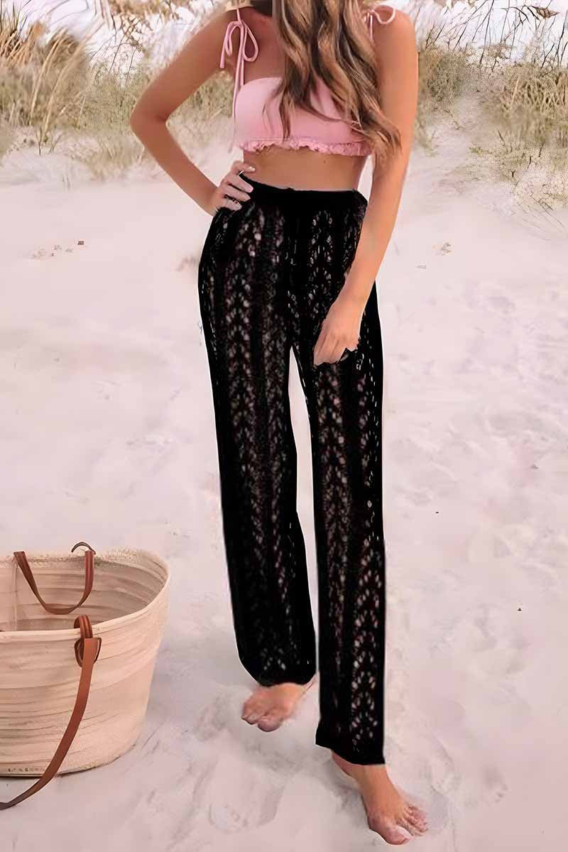 Dámské pletené ležérní sexy plážové kalhoty s opalovacím krémem