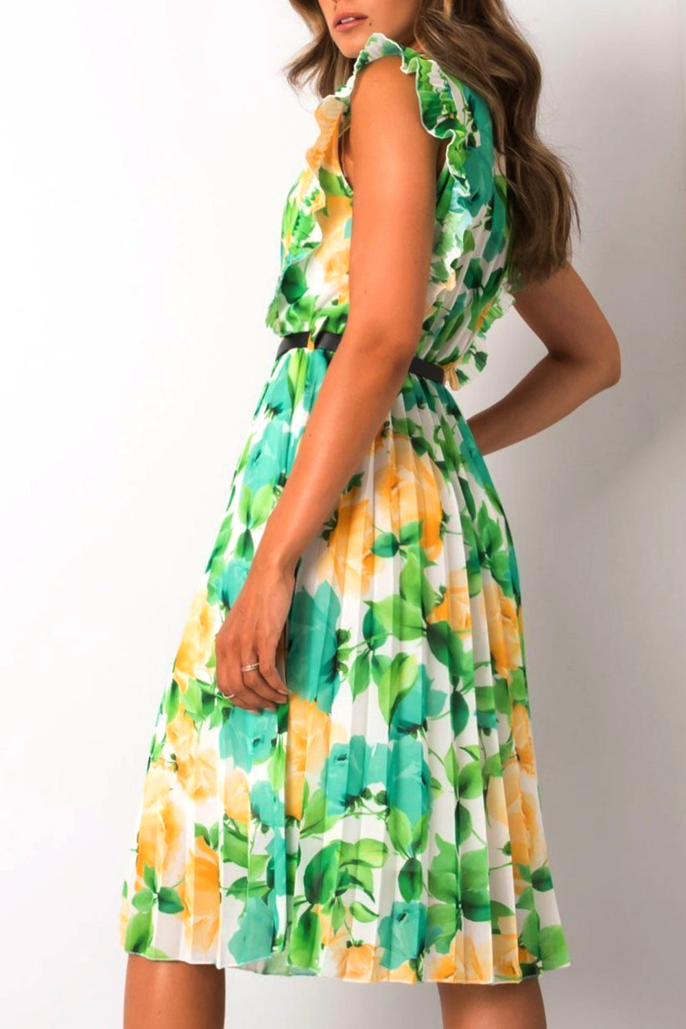 Dámské neformální šaty s květinovým potiskem v pase