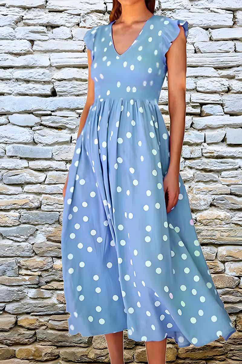 Dámské módní minišaty s výstřihem do V a tenkým volánkovým rukávem s výstřihem do V